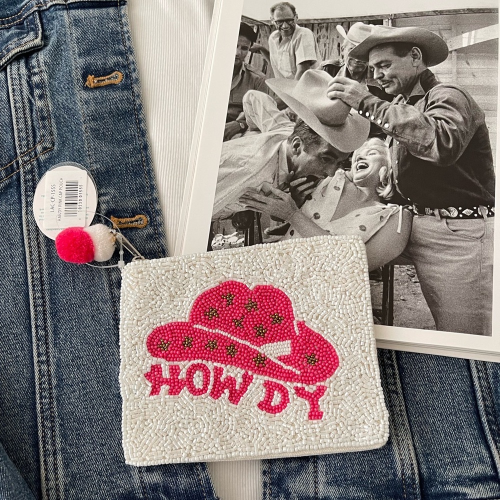 Howdy Western Coin Pouch Seed Bead Coin Pouch Beaded Coin Bag White Beaded